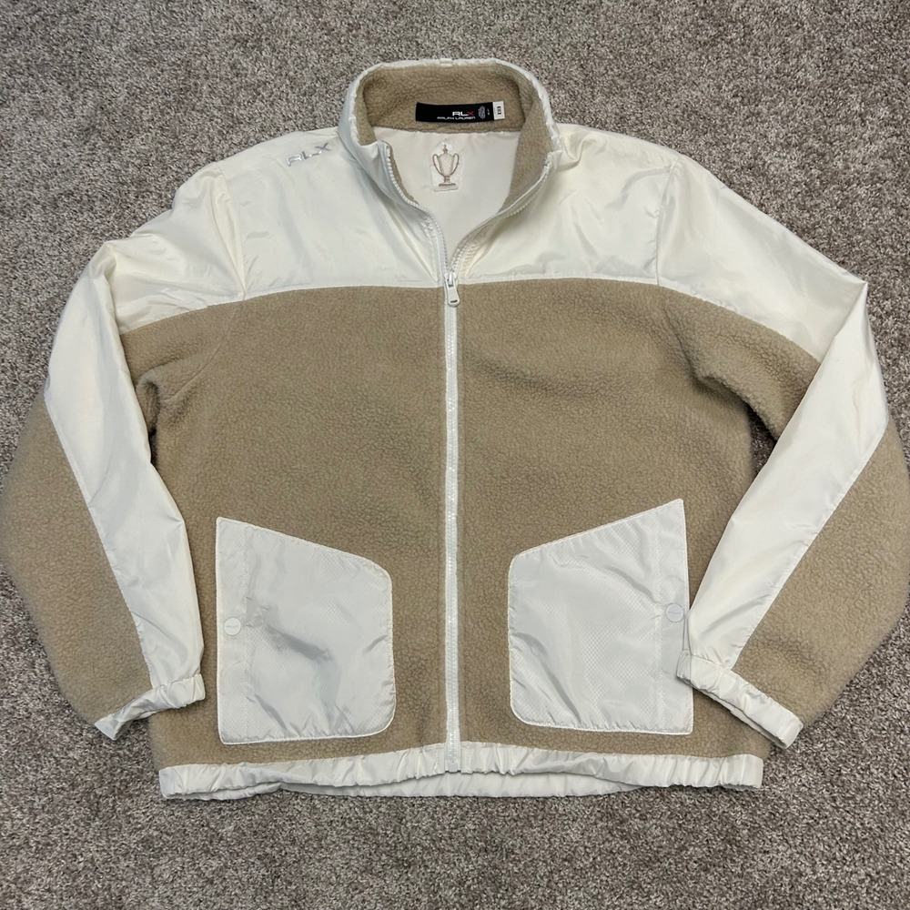 RLX Golf Ralph Lauren Women's Large Sherpa Hybrid Full-Zip Jacket Tan/Cream - Picture 5 of 10
